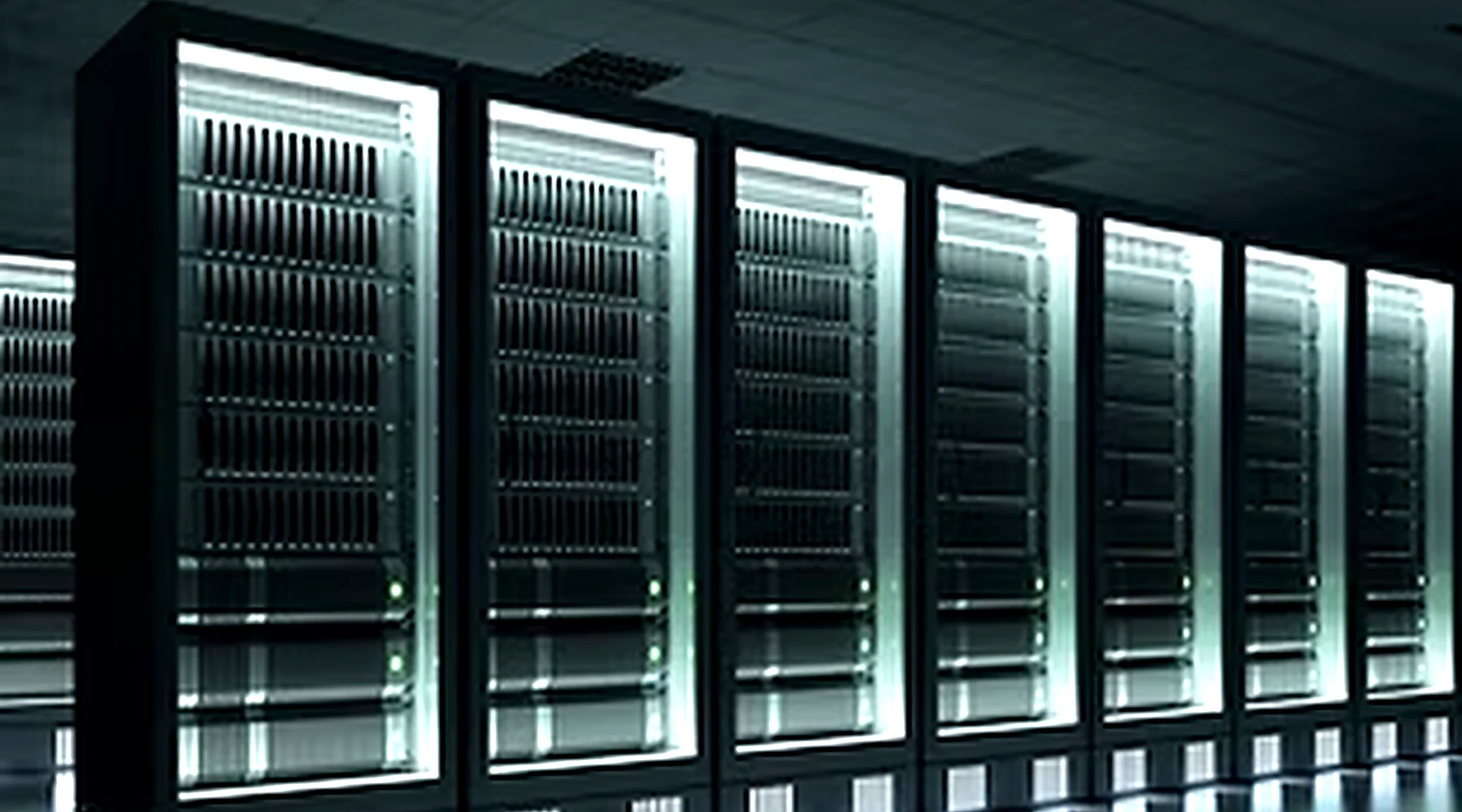 Data center infrastructure inside a controlled facility environment.